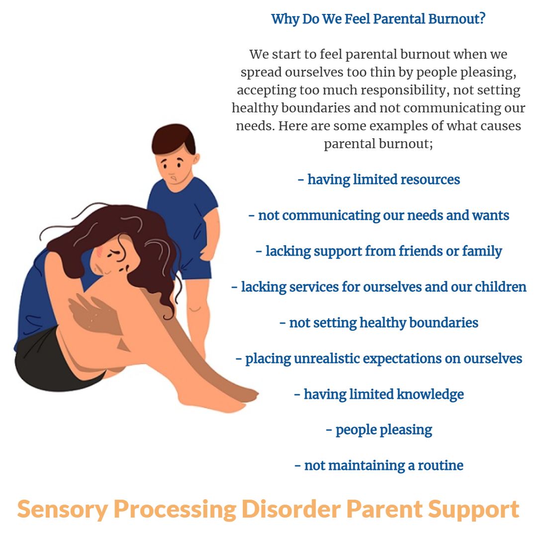 Sensoryprocessi's tweet photo. Why Do We Feel #ParentalBurnout?
We start to feel parental burnout when we spread ourselves too thin by people pleasing, accepting too much responsibility, not setting healthy boundaries and not communicating our needs. 
Visit our website for more information about 
#SensoryProcessingDisorder
https://t.co/CMcANkyQK6

#sensorydifficulties #sensorydifferences #sensoryprocessing #SPD #sensory #parenting
