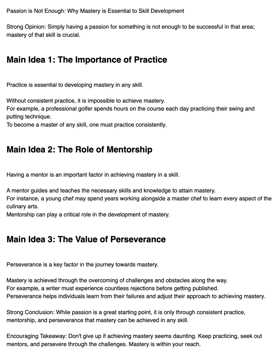 AtomicEssai's tweet photo. Asking https://t.co/m16lombGU7 to give an Atomic Essay for why 'passion is not enough, mastery is essential to a skill' https://t.co/6OaYBvjhHy