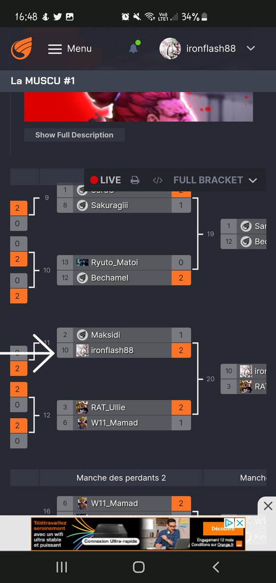 ironflash88's tweet photo. @ironflash88 tournois De @ShinEVO92 Arrivé En demi-finale et top 5 très fier de moi https://t.co/LEpZdBhBV5