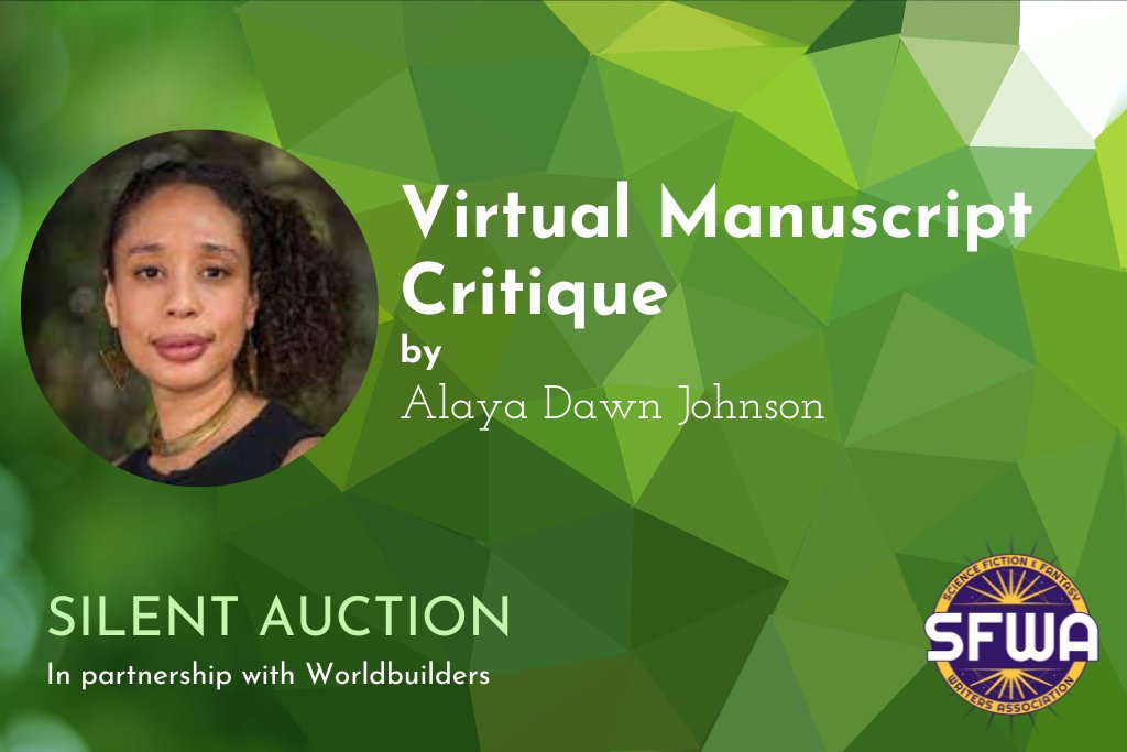 A manuscript critique by World Fantasy and Nebula Award-winning author Alaya Dawn Johnson? That's right! And it's going for a steal right now at $90. Place your bids before the auction closes on Monday at 3pm PT! biddingforgood.com/auction/item/i…