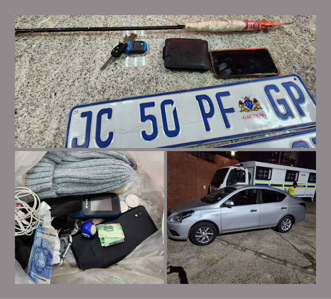Bad Boyz Braamfontein patrol vichele noticed 5 males robbing a wits student.

They Jumped in a Silver Almera.
Suspect chased onto the freeway and all arrested.

Stolen cellphone and wallet recovered.
