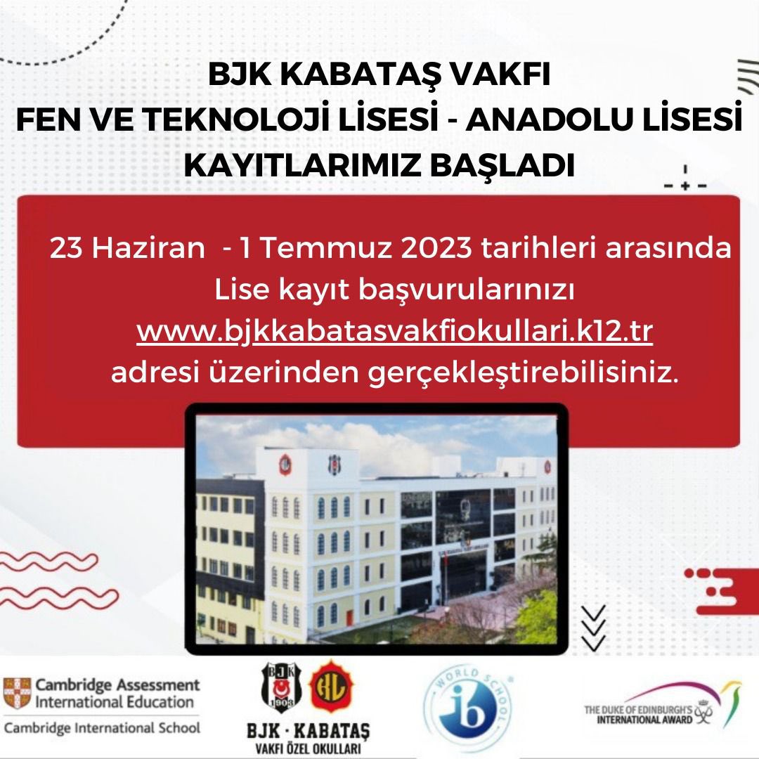 BJK KABATAŞ VAKFI Okulları Fen ve Teknoloji Lisesi – Anadolu Lisesi Kayıt Dönemi Başladı

🔗 bjk.com.tr/tr/haber/86474
