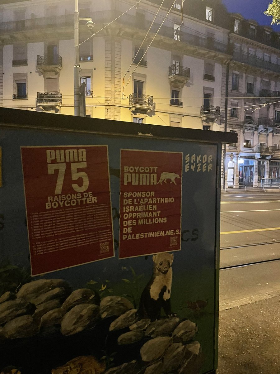 bdsgeneve's tweet photo. Le 24 juin marque la journée mondiale d’action contre @puma, sponsor officiel de l’association israélienne de football, rendant la marque complice des graves violations des droits palestiniens commises par le régime d’apartheid israélien. #BoycottPUMA #NoRestForPuma https://t.co/4enyl2zMuJ