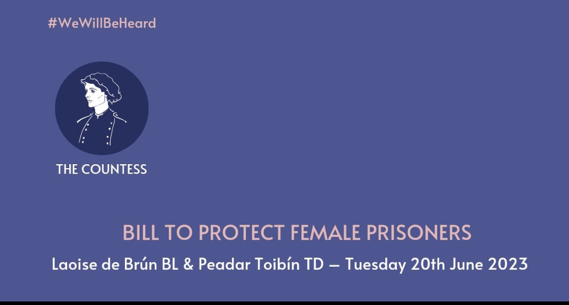 TheCountessIE's tweet photo. Drafted by The Countess CEO and founder Laoise de Brún BL, and submitted to the Dáil by Aontú, this bill will remove men from women’s prisons and ensure women’s prisons are single sex.

https://t.co/cpx3BziREn https://t.co/gzyCuozOvl