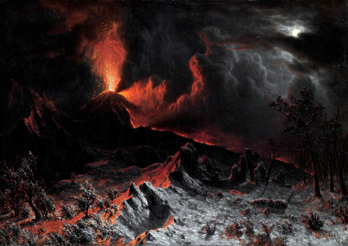 solisolsoli's tweet photo. Mount Vesuvius at Midnight, 1868, by Albert Bierstadt https://t.co/AcgdCZ1vev