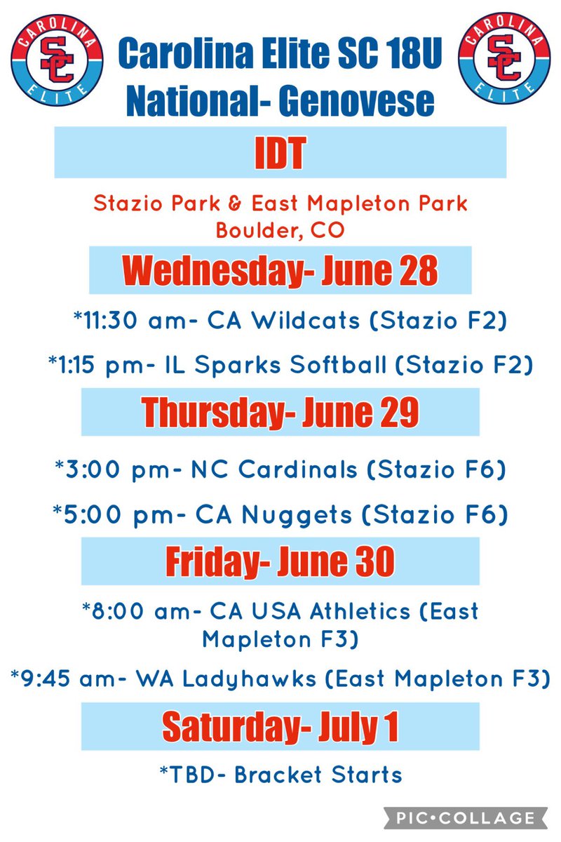 ✈️COLORADO HERE WE COME!✈️

Scenic City✅
The girls played scrappy this past week at Top 25 and beat a lot of talented teams! 

We are excited to hit the field Wednesday in CO, and play some great competition!! Coaches find us at Stazio &amp; East Mapleton!
