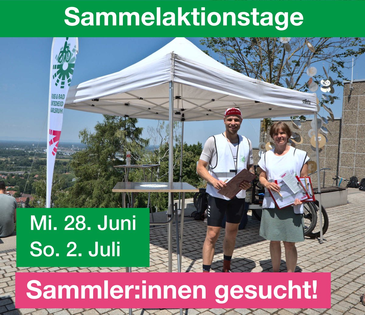 Wir haben schon sehr viel gesammelt, aber einige 1000 Unterschriften benötigen wir noch. Am Mi 28.6. und So 2.7. planen wir Aktionstage mit Sammlungen überall in der Stadt. Hilf ein Stündchen oder zwei mit! Melde Dich unter info@fussradka.de. Gemeinsam für die Verkehrswende!