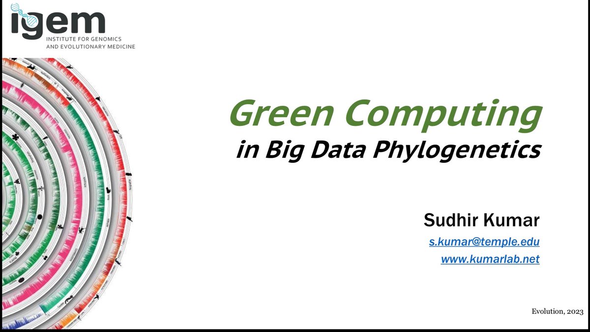 Want to learn more about #GreenComputing!!!! Join the presentation of #Prof.Sudhir kumar in Evolution Meeting 2023. 
Time: 2.45 PM
Room: Donan Ana/120 
#Evol2023
#evolution2023 
@myigem