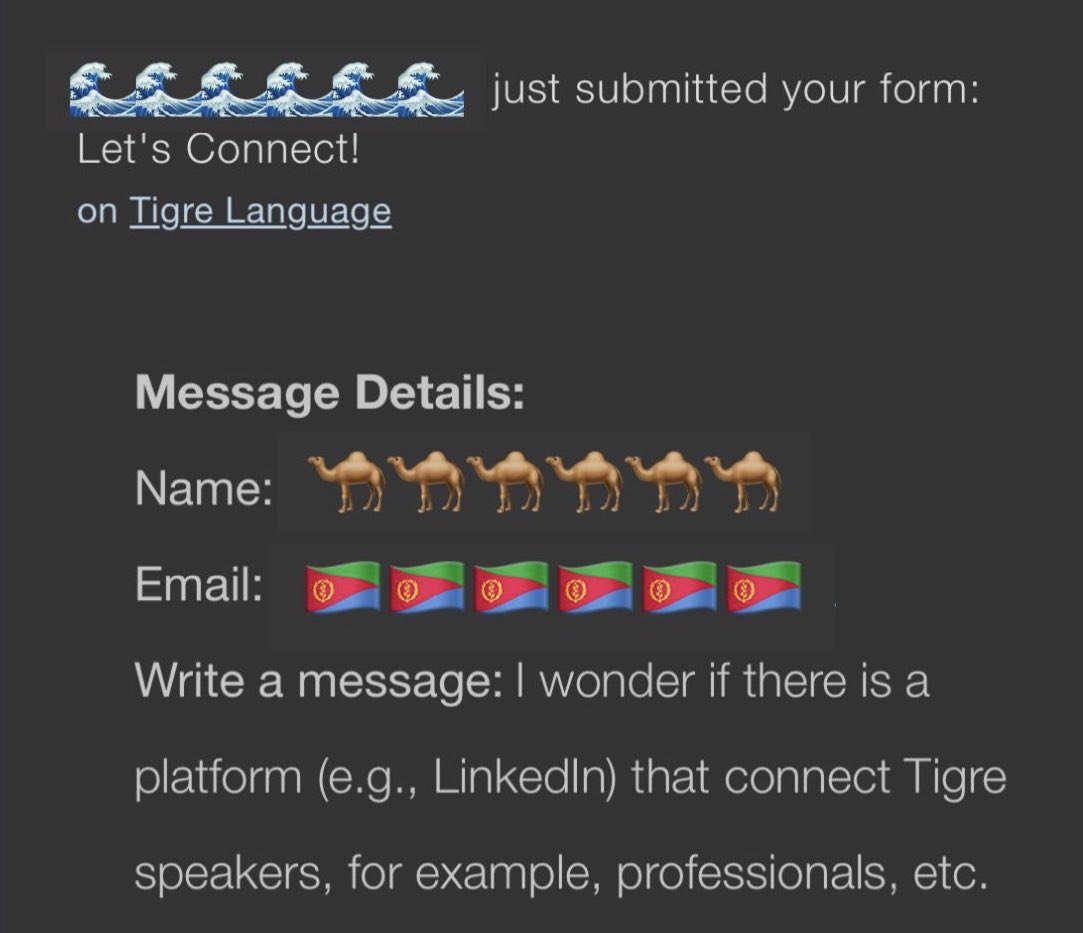 We recently got this message and wanted to ask our followers what they think. Would you be interested in creating a community? If so, how would you like it to look? Message us, we’d love to hear your thoughts! 

#Tigre #Tigrayit #SpeakTigre #Eritrea #Sudan