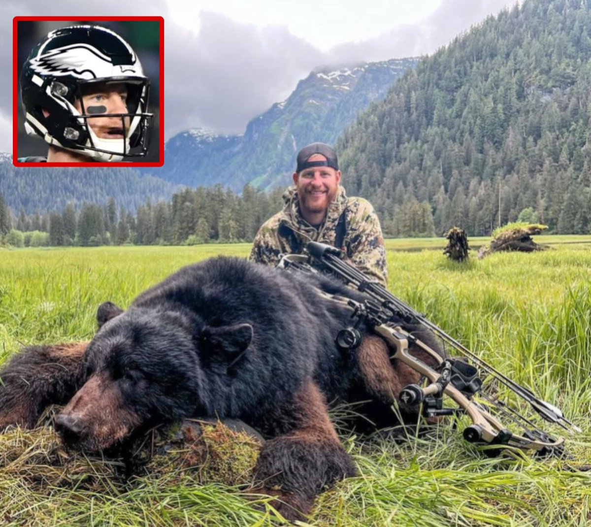 Humacaoscape's tweet photo. Well he is 4-0 vs the Bears, well 5-0 now!! I hear that the @Buccaneers are in process of signing him. I wonder how that catastrophe will turn out. #Buccaneers #Bucs #NFL #CarsonWentz #EagleIsComing #FlyEaglesFly #Bears #hunting #AnimalRights #Pita #bearmeat #Carnivorediet https://t.co/n8ZIXjtpfE