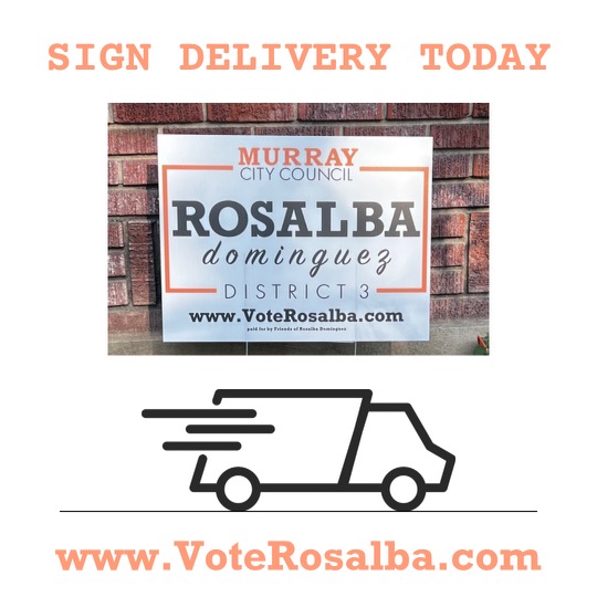 RepRosalba's tweet photo. Happening TODAY! My team worked hard on these signs; I hope you all love them as much as we do! See you today. 
-----------------------------------------------------------
#rosalbadominguez #murray #citycouncil #Utah #councilwoman #district3 https://t.co/5OQMwHJE9U