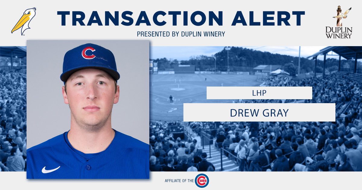 He’s arrived.

2021 @Cubs third-round pick Drew Gray has been added to our roster! Gray was selected out of IMG Academy and will be reunited with high school teammate Jackson Ferris.

#MBPelicans | #NextStartsHere