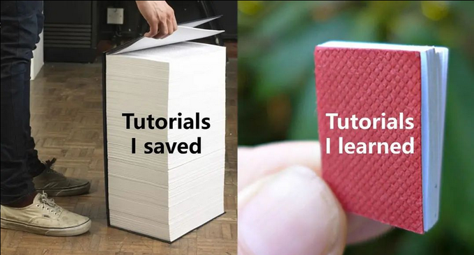 Linux tutorials I saved  vs. tutorials I learned😄😂