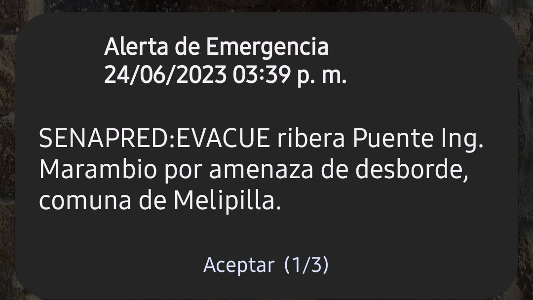 #urgente #melipilla evacua ribera por amenaza de desborde.
#evacue