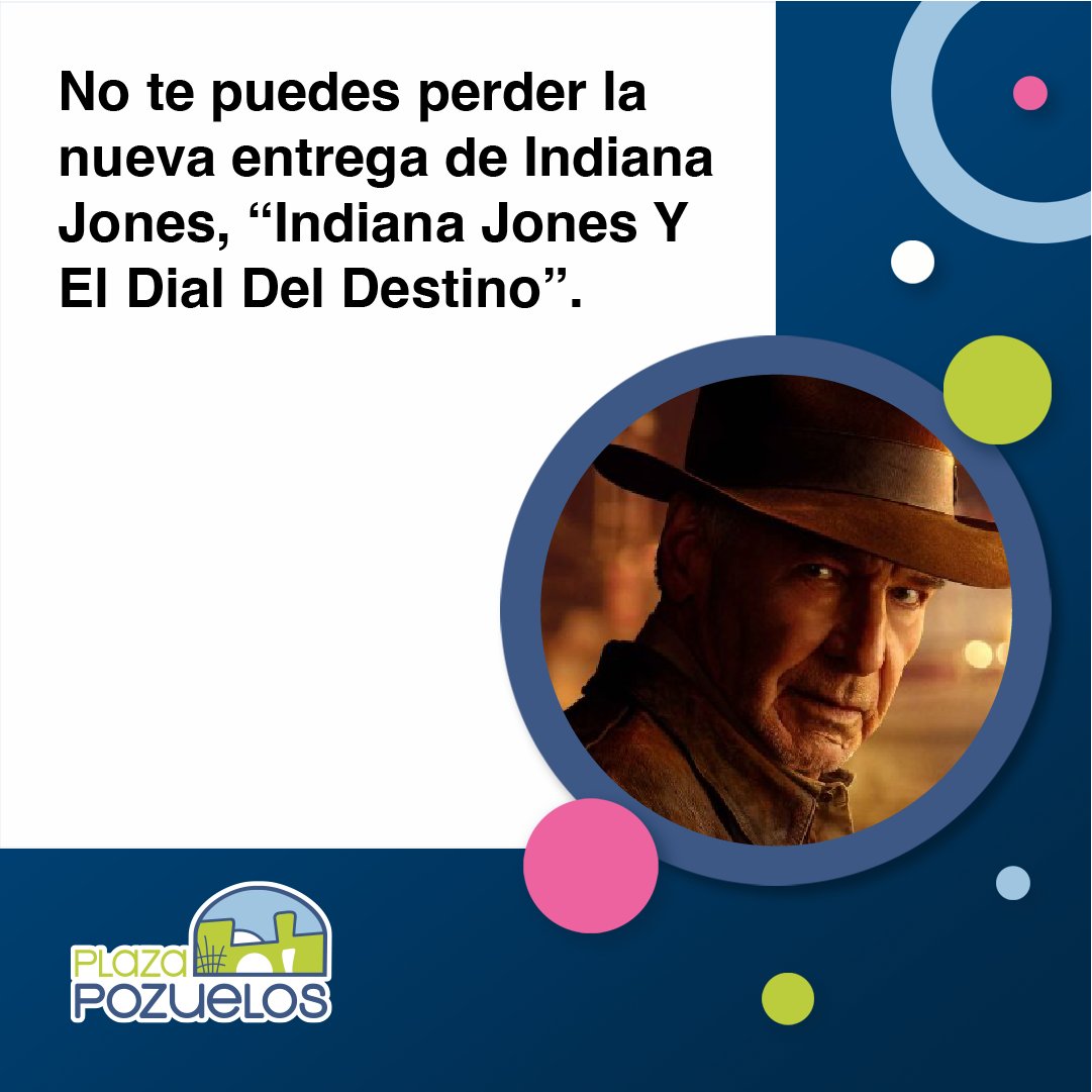 No te puedes perder la nueva entrega de Indiana Jones, “Indiana Jones Y El Dial Del Destino”. 
Compra tus boletos en:
cinemex.com/cine/105/guana…

#PlazaPozuelos #CentroComercial #Película #Estreno #Guanajuato