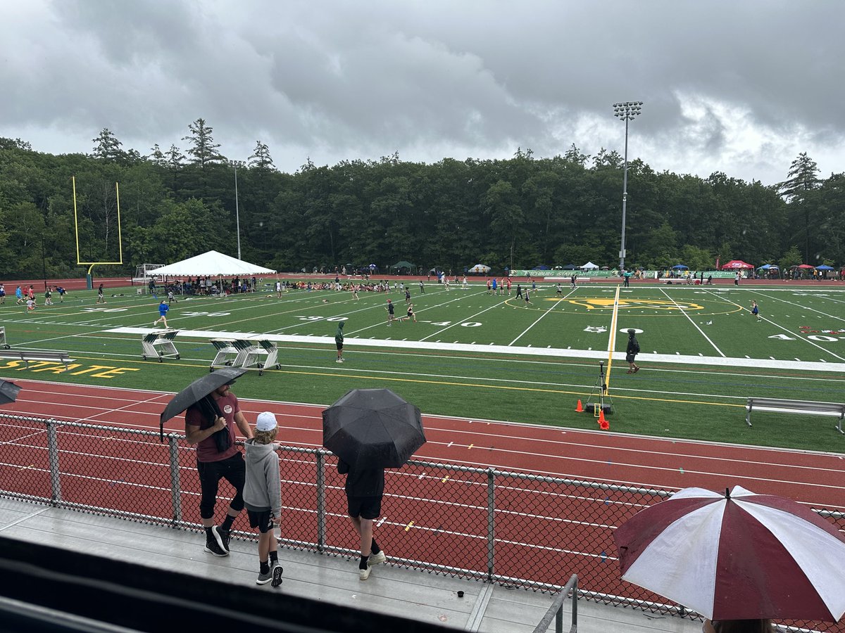 Despite the rain on an off things are getting done here at the USATF NE Association Junior Olympic Championship. #trackislife