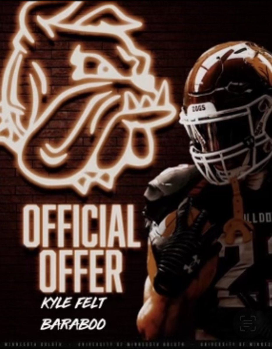 After a great second day <a href="/NDSUfbCamp/">NDSU FB Camp</a> and a great talk with <a href="/CoachWiese/">Curt Wiese</a> happy to say i’ve earned an offer from <a href="/UMD_Football/">UMD Football</a> <a href="/CoachEndsley77/">Loren Endsley</a> !
<a href="/BarabooFootbal1/">Coach Turkington</a>