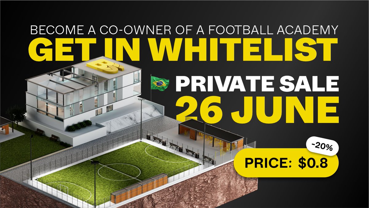 ⚡️Become a co-owner of the 🇧🇷 football academy

📄Hurry up to get on the #WhiteList
June 26 private sale with 20% discount $SPORTS 
⚠️Make money from the real business profits and from selling NFT players - 
<a href="/blockchainsprts/">Blockchain Sports</a>

1000usdt GIVEAWAY - rebrand.ly/bcsright

#Crypto