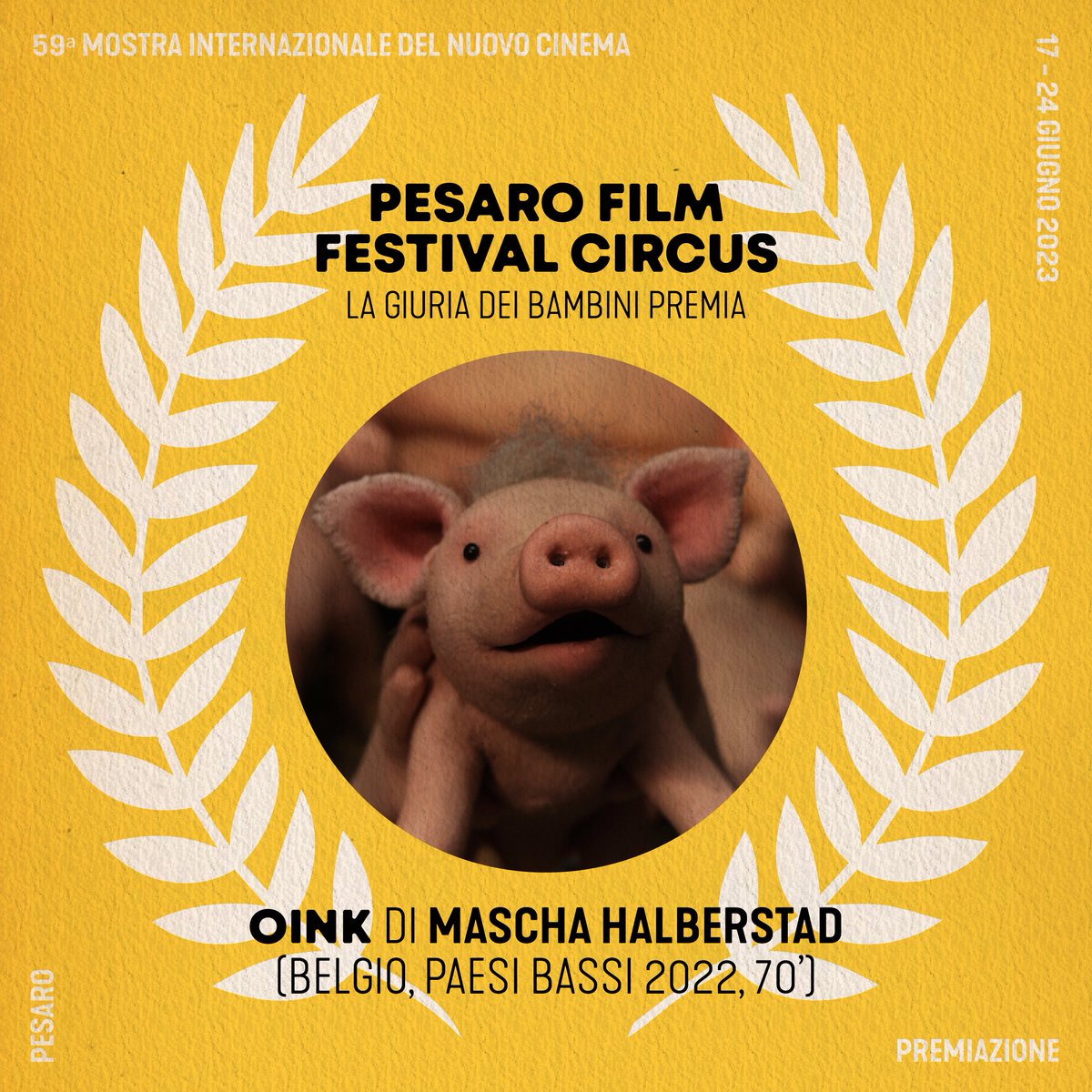 La piccola giuria del Pesaro Film Festival Circus ha deciso di premiare come miglior film "OINK" di Mascha Halberstad 🎪