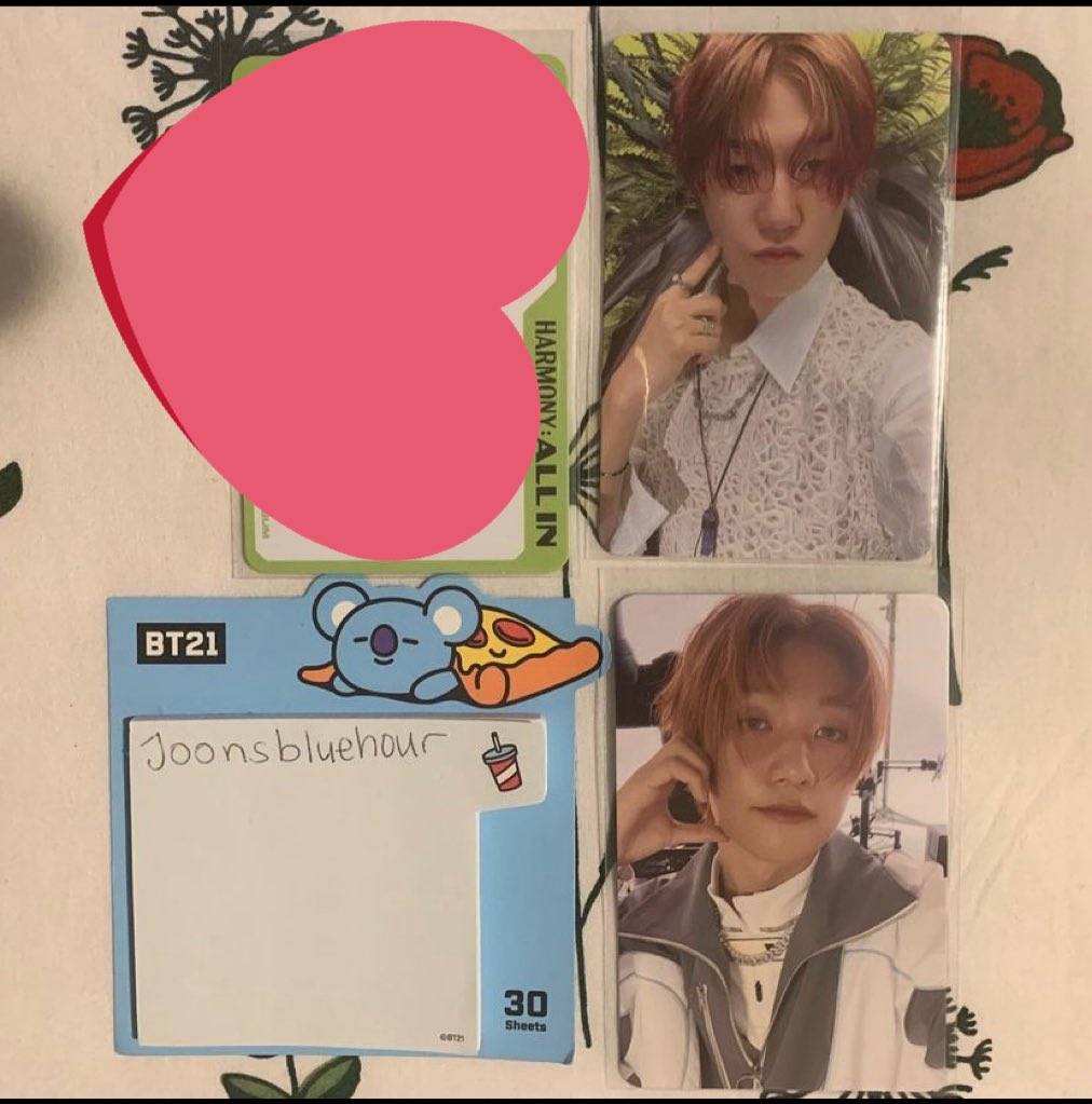 gyuvinsrkive's tweet photo. someone pls trade with me i’m looking for keeho/theo equivalents or i’m selling the pcs for $6 shipped !! #p1hwtt #wttp1h #wtttheo #theowtt #keehowtt #wttkeeho #jongseobwtt #wttjongseob #piwonwtt #wttpiwon #p1harmonywtt #wttp1harmony https://t.co/nSSRIR0lOs