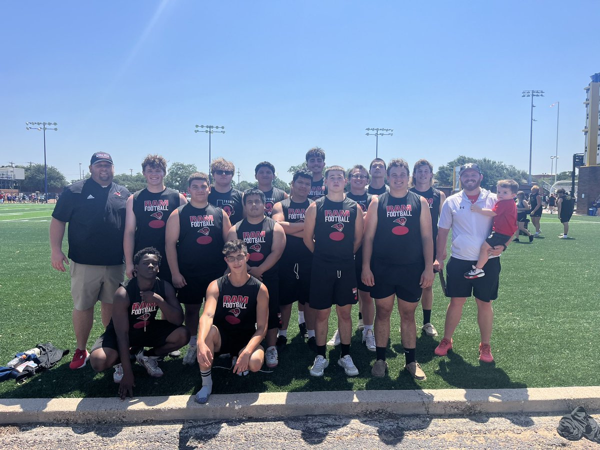CoachCWorrell's tweet photo. Proud of our lineman for competing so well at the State Lineman Challenge at HSU today! It was exciting to watch! Thanks to @BurlesonHSU and his staff for putting on such a great event! It gets better &amp; better every year! @MWRamFootball https://t.co/zUxf8mZ6JH