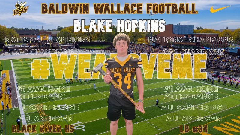 I want to say thank you for receiving my second offer from <a href="/BaldwinWallace/">Baldwin Wallace University</a>.
Thank you coaches <a href="/EthanNichol10/">Ethan Nichol</a> <a href="/CoachHilvert/">Jim Hilvert</a>
