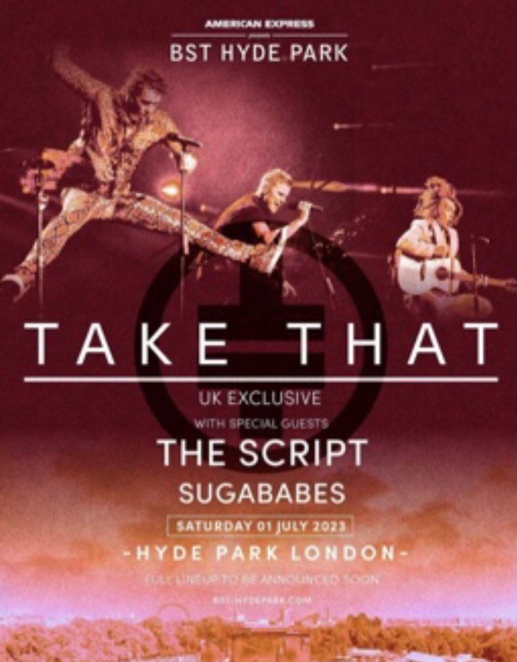 Roll on this time next week for @BSTHydePark @takethat 🙌🙌🙌

@GaryBarlow @OfficialMarkO @HowardDonald #thatters ❤️