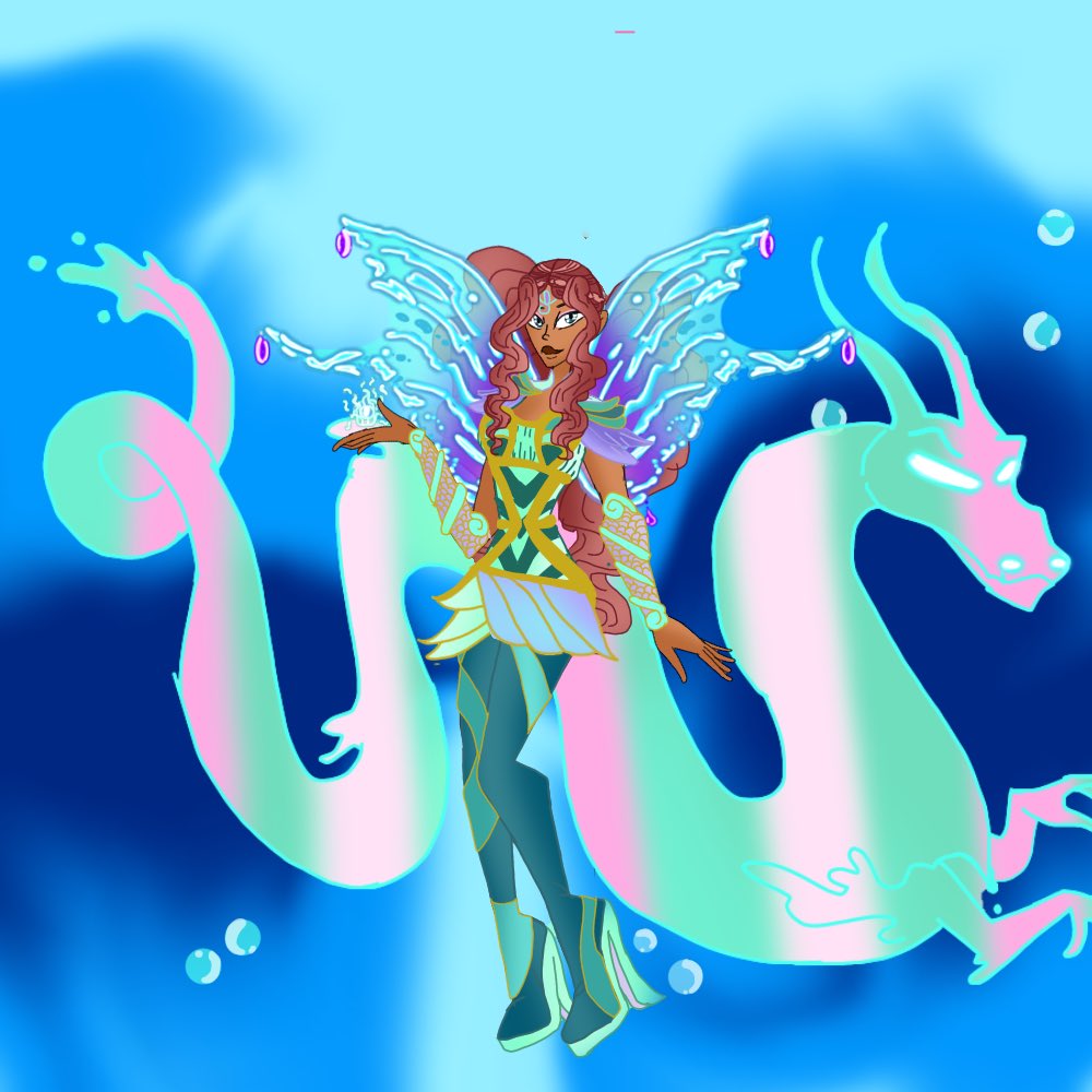 _kingix_'s tweet image. I drew Aisha’s bloomix from memory(I forgot her sash😭) for the #Magicwinx_challenge
#kingix #winxfanart #bloomix #aisha