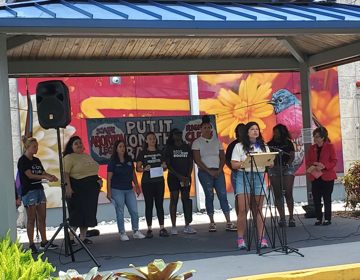 BYDs's tweet image. One year after our right to bodily autonomy was stripped away, the BYDs took part in a rally and canvass to collect petitions so the right to an abortion can be on the 2024 ballot. There's still work to do so watch our social media for an upcoming opportunity to help.