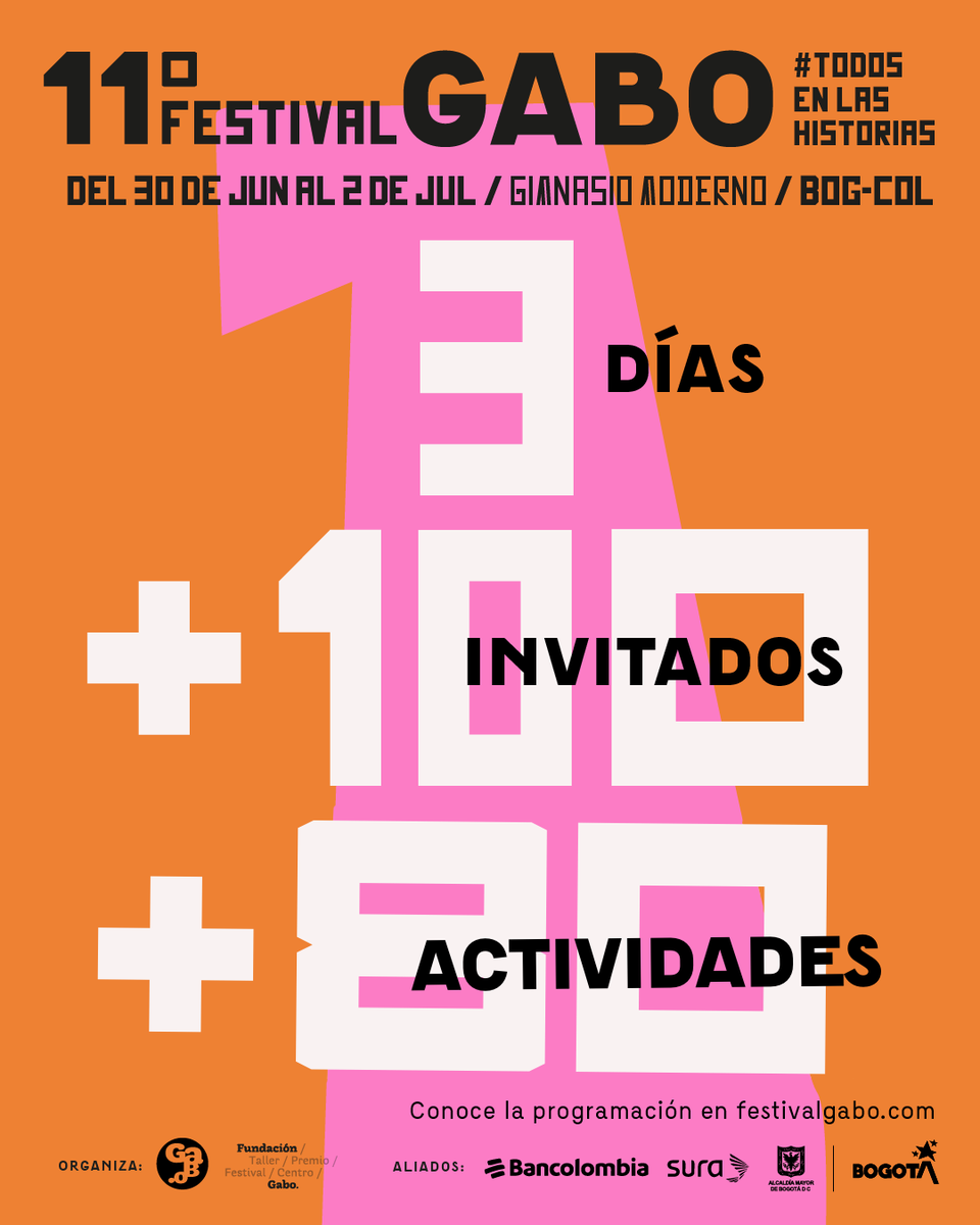 🤩Estamos a  5️⃣ días del #FestivalGabo2023. ❤️🧡💛💙💜

✨ Consulta la programación completa en festivalgabo.com ✨

Adquiere tu bolera aquí 🎟 👉🏿bit.ly/3M5F9sk
