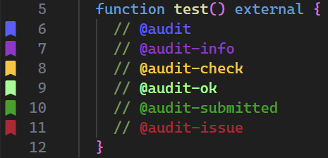 p_tolev's tweet photo. I know many auditors use the Inline Bookmarks extension for Visual Studio Code. But did you know that you can customize your tags? You can add custom tags like 'audit-submitted' or 'audit-check', and style them. 
Here are my configurations: https://t.co/dkUDApxnOt
You need to add them to your VS Code settings.json file.

If you want to learn about other customization options: https://t.co/jX51493dtc