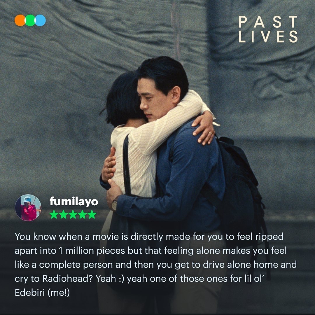 “Celine Song figured out the meaning of life.” See what <a href="/letterboxd/">Letterboxd</a> members are saying about #PastLives — coming to The Nightlight on Friday, July 14th. Showtimes and tickets are available online at nightlightcinema.com