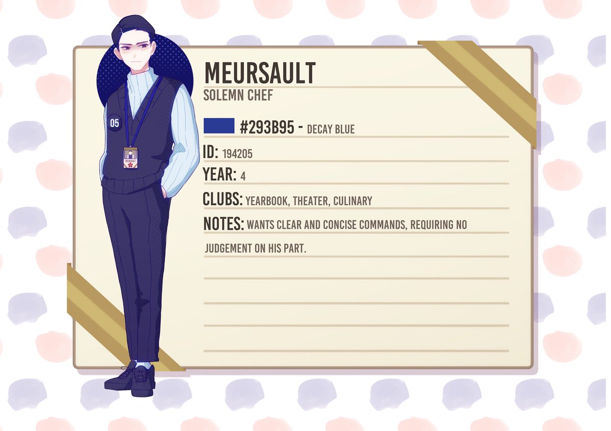 Apologies for the wait again! Here’s Meursault’s profile! 

#LimbusCompany #LimbusCountyHigh