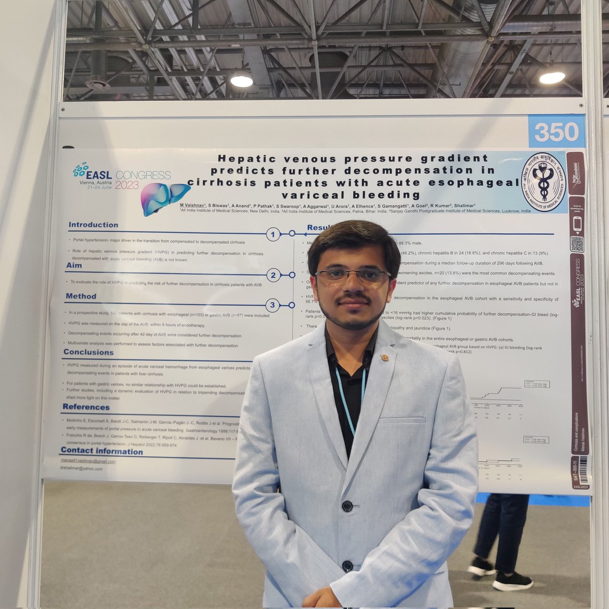 Had good opportunity to present our short course terlipressin trial in AVB🩸at #EASLCongress. Also presented poster on further decompensation after AVB.
Thanks to team lead by @drshalimar for all the guidance @aiims_newdelhi @abhinav_anand28 @JustSagnik @elhence_anshu 
@EASLnews