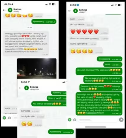 poliberita's tweet photo. Diduga chat selingkuh Syahnaz Sadiqah dan Rendy Kjaernett, panggil suami istri sayang🤢🤢
#LagiLagiTenis https://t.co/FVefBXnMUh
