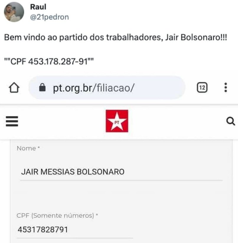 expectativa da extrema direita: vazar o cpf do bironelson pra enviarem dinheiro pro micto realidade: