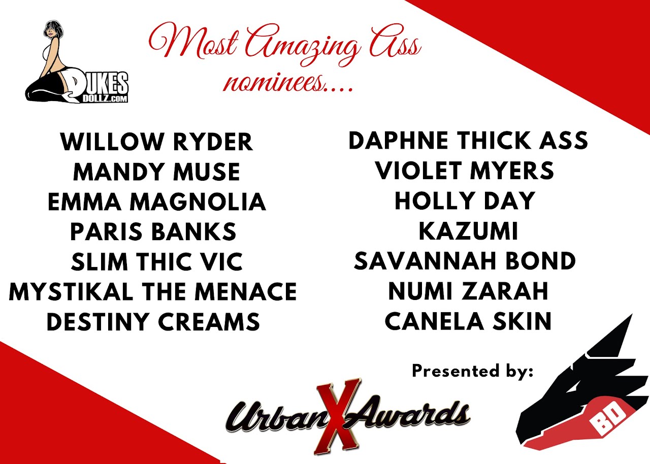 The Urban X Awards on X: Nominees for @urbanxawards MOST AMAZING ASS  @willowryder @MandyMuse69 @theemmamag @parisbanks_xxx @slimthick_vic  @mystikalmenace @destinicreams @ThickAssDaphne @violetsaucy @xxxhollyday  KAZUMI @savannahbondxxx @numizarah ...