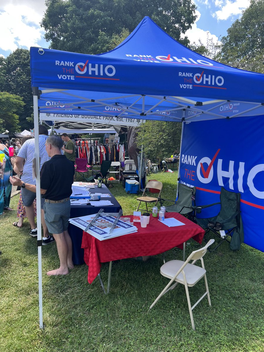 Still going strong at @ComFest! Join us to talk about #RankedChoiceVoting at Goodale Park in Columbus today and tomorrow! rtvo.org/action