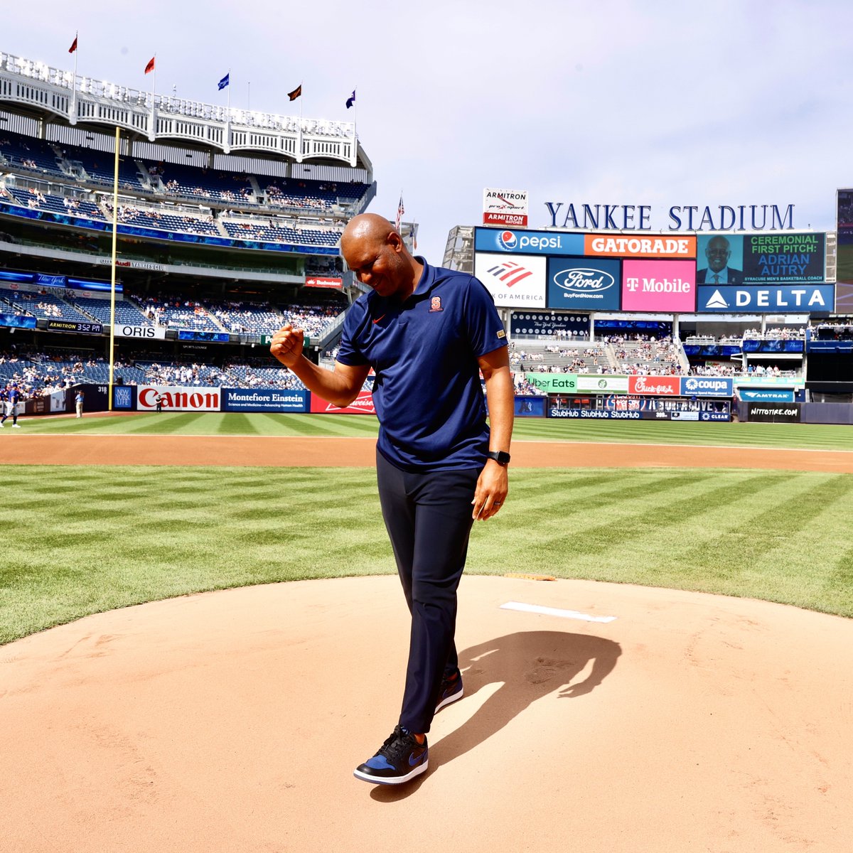 Thank you to <a href="/Cuse_MBB/">Syracuse Men’s Basketball</a> Head Coach <a href="/CoachRedAutry/">Adrian Autry</a> for throwing out today's ceremonial first pitch 👏

Best of luck in your first season as the new head coach!