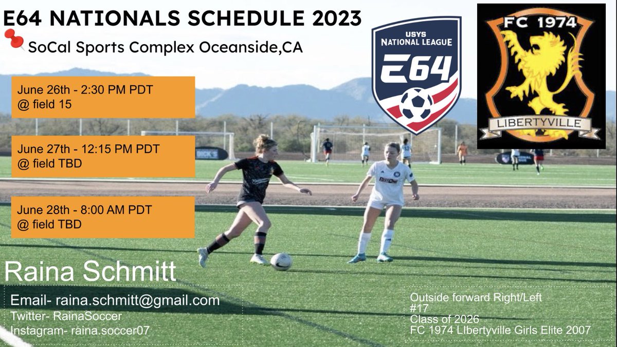 NATIONALS THIS WEEK!! Here is the <a href="/FC1974_07GElite/">FC1974 2007/2006 Elite Girls</a> schedule! #17

<a href="/BSUBeaverSoccer/">Bemidji State Women's Soccer</a> <a href="/MizzouSoccer/">Mizzou Soccer ⚽️</a> <a href="/Redbird_Soccer/">Illinois State Soccer</a> <a href="/IndianaWSOC/">Indiana Women's Soccer</a> <a href="/UWPlattWSOC/">UW-Platteville Women’s Soccer</a> <a href="/CoachBMancill/">Bryan Mancill</a> <a href="/NationalLeague/">National League</a> <a href="/KentStSoccer/">Kent State Soccer</a>