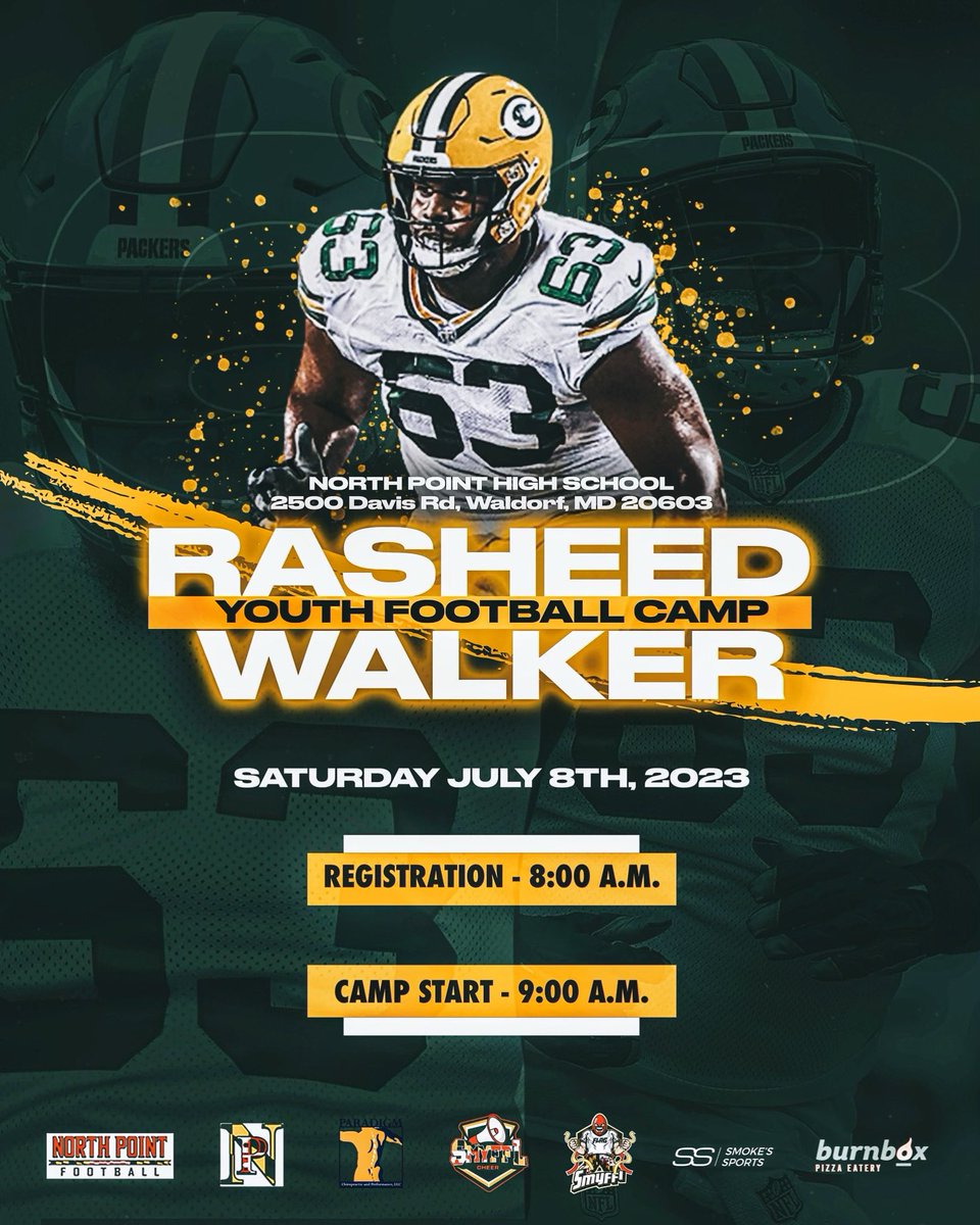 Everyone please join us at the 1st annual Rasheed Walker Football Camp @ North
Point High School on July 8th
100% free. 🔥🔥🔥🔥 registration👇. 

…walker2023footballcamp.eventbrite.com