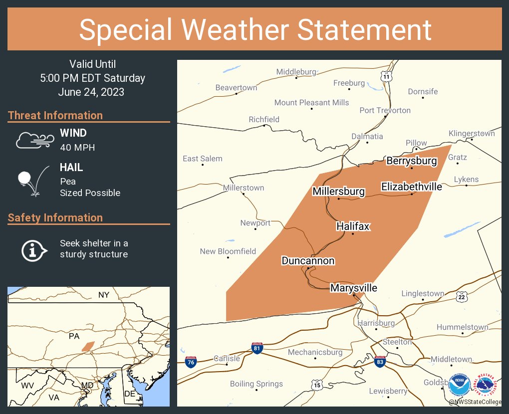 NWS State College on Twitter "A special weather statement has been