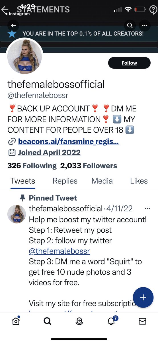 Roger09231120's tweet photo. @thefemalebossrl Is this your account or another fake account using your photos and popularity to make money? https://t.co/lOaR5ScQVO