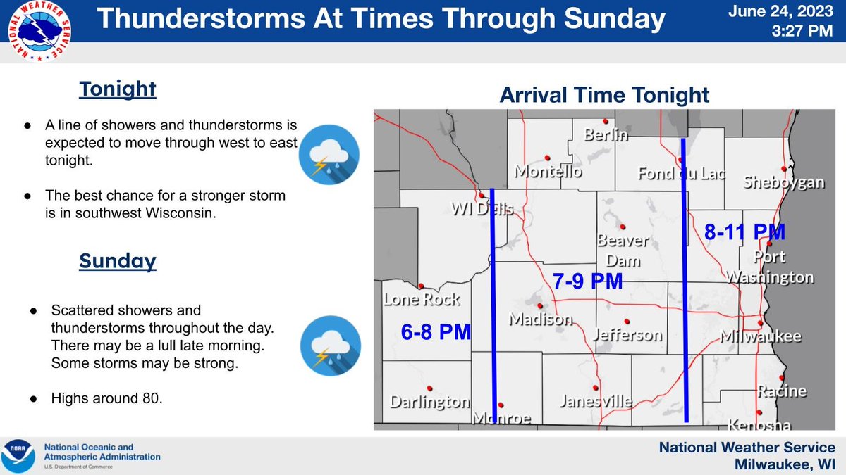 NWS Milwaukee on Twitter "A line of showers thunderstorms is expected