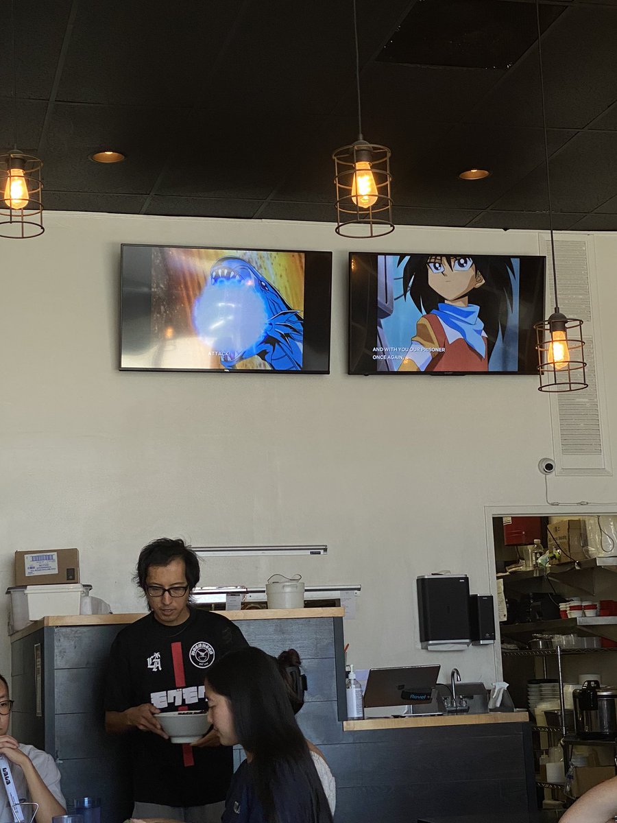 BRO WE JUST WALKED INTO A RAMEN SHOP AND THEYVE GOT YUGIOH ON TV IM ???!!! SCREAMING???