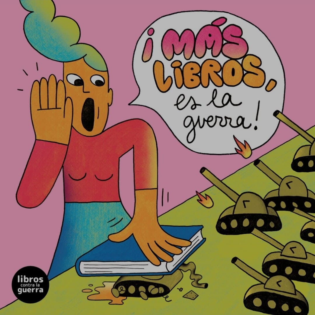 's tweet image. La guerra es el semillero del fascismo, la negación de la misma cultura. Pero "Entre morir y matar, hay una tercera posibilidad: vivir" Christa Wolf .
 Adhiere a la campaña en
libroscontralaguerra.org
#LibrosContraLaGuerra #MásLibrosEslaGuerra #ObjectWarCampaign