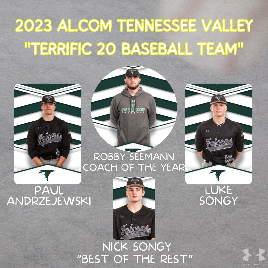 Congratulations to the Tennessee Valley “Terrific 20”Baseball Team members…Paul Andrzejewski, Luke Songy, and Robby Seemann (Coach of the Year)! Nick Songy was named among the “Best of the Rest.” al.com/sports/2023/06…