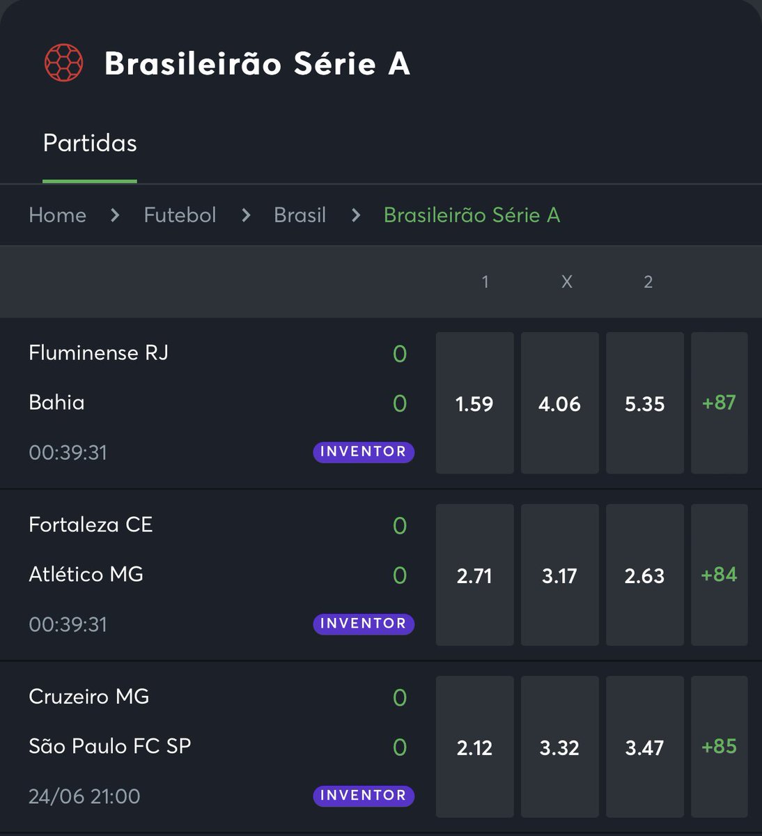 do Futebol 🌎 on Twitter "Sabadou com Brasileirão! Odds muito