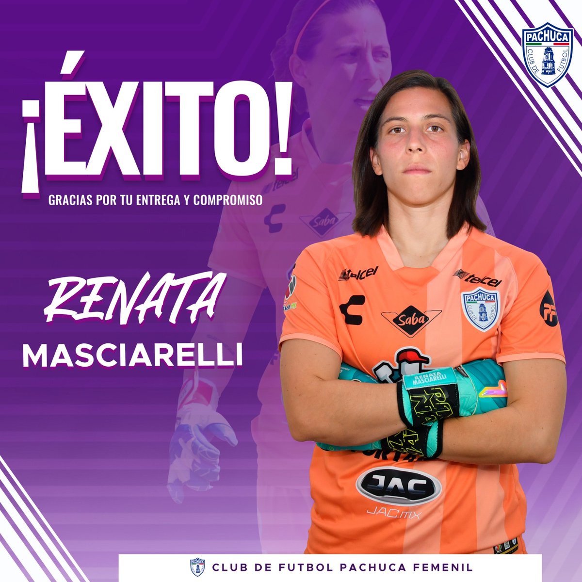 Renata Masciarelli es baja de Pachuca 💜💜
#LigaBBVAMXFemenil #VamosPorEllas #FútbolFemenino #VamosLasTuzas