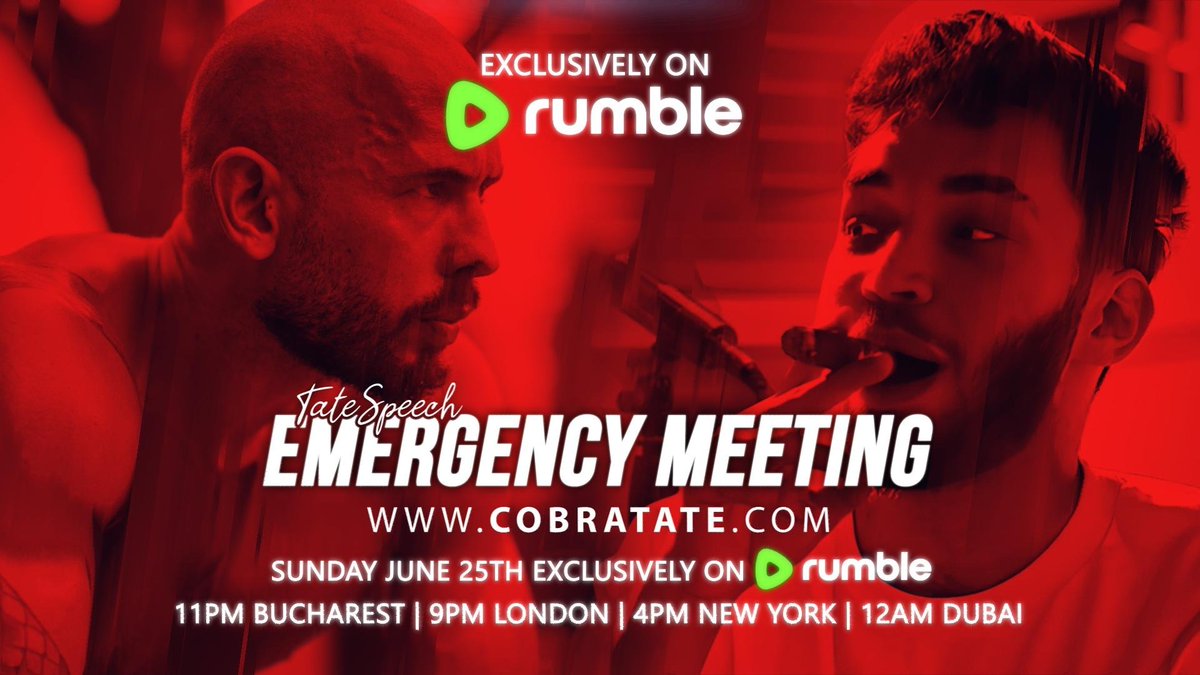 EMERGENCY MEETING. WAR SMILES. Live with @adinross on Sunday, June 25 at 11pm Bucharest time Watch it live on Rumble: rumble.com/v2w5wns-emerge…